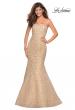 Picture of: Long Mermaid Metallic Lace Strapless Prom Dress in Light Gold, Style: 27267, Main Picture