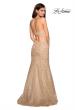 Picture of: Metallic Lace Halter Long Prom Dress with Open Back in Light Gold, Style: 27228, Back Picture