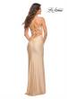 Picture of: Jersey Gown with Wrap Style Front and Rhinestones in Light Gold, Back Picture