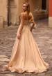 Picture of: Stunning Metallic Chiffon Gown with Ruched Bodice and Slit in Light Gold, Style: 32864, Back Picture