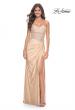 Picture of: Sheer Lace Applique Bodice Dress with Jersey Skirt in Light Gold, Style: 32301, Detail Picture 1