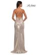 Picture of: Metallic Jersey Ruched Prom Dress with Rhinestone Bodice in Light Gold, Style: 32793, Detail Picture 4