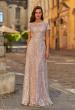 Picture of: Short Sleeve Embroidered A-Line Gown with Illusion Neckline in Light Mauve, Style: 31838, Main Picture