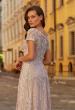 Picture of: Short Sleeve Embroidered A-Line Gown with Illusion Neckline in Light Mauve, Style: 31838, Detail Picture 2