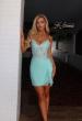 Picture of: Lace Illusion Back Mini Dress in Light Mint, Style: 33930, Detail Picture 1