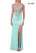 Picture of: Embroidered Corset Gown with Sheer Bodice and High Slit in Light Mint, Style: 33783, Detail Picture 21