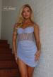 Picture of: Sheer Ruched Sparkle Mini Dress in Light Periwinkle, Style: 34159, Main Picture