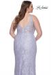 Picture of: Fitted Beaded Lace Plus Size Prom Dress with Illusion Waist in Light Periwinkle, Style: 31535, Detail Picture 9
