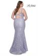 Picture of: Mermaid Lace Plus Size Prom Dress with Deep V in Light Periwinkle, Style: 31118, Back Picture