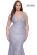 Picture of: Mermaid Lace Plus Size Prom Dress with Deep V in Light Periwinkle, Style: 31118, Detail Picture 1
