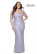 Picture of: Fitted Beaded Lace Plus Size Prom Dress with Illusion Waist in Light Periwinkle, Style: 31535, Detail Picture 1