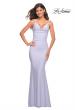 Picture of: Soft Jersey Ruched Dress with Draped Neckline in Light Periwinkle, Main Picture