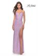 Picture of: Sequin Prom Dress with Ruching and Open Tie Back in Light Periwinkle, Style: 31349, Main Picture