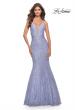Picture of: Mermaid Beaded Lace Prom Dress with Illusion Sides in Light Periwinkle, Style: 31354, Main Picture