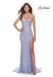 Picture of: Rhinestone Lace Embellished Prom Dress with High Side Slit in Bright Colors in Light Periwinkle, Style: 31404, Main Picture