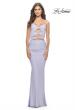 Picture of: Twist Front Cut Out Jersey Prom Dress in Bright Colors in Light Periwinkle, Style: 31435, Main Picture