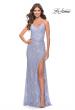 Picture of: Lace Long Dress with Scallop Detail on Skirt Slit in Light Periwinkle, Style: 31510, Main Picture