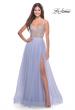 Picture of: Sheer Rhinestone Bodice A-Line Tulle Gown in Light Periwinkle, Style: 31578, Main Picture
