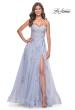 Picture of: Lace Up A-Line Dress with Ruched Bodice and Sweetheart Top in Light Periwinkle, Style: 32084, Main Picture