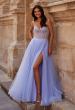 Picture of: Tulle A-line Prom Dress with Rhinestone Detail on Corset Top in Light Periwinkle, Style 32675, Main Picture