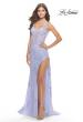Picture of: Lace Long Dress with High Side Slit and V Neckline in Light Periwinkle, Style: 31125, Detail Picture 8
