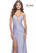 Picture of: Long Dress with Jersey Skirt and Lace Illusion Bodice in Neon in Light Periwinkle, Style: 31411, Detail Picture 8
