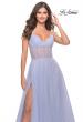 Picture of: Tulle A-line Prom Dress with Corset Sheer Bodice in Light Periwinkle, Style: 31502, Detail Picture 8