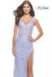 Picture of: Lace Long Dress with High Side Slit and V Neckline in Light Periwinkle, Style: 31125, Detail Picture 9