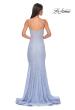 Picture of: Stretch Satin Prom Dress with Eyelet Detail Neckline in Light Periwinkle, Style 32671, Detail Picture 9