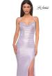 Picture of: Metallic Rhinestone Jersey Dress with Ruching and Low Back in Light Periwinkle, Style 32835, Detail Picture 9