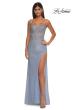 Picture of: Fitted Net Dress with Rhinestones and U Slit in Light Periwinkle, Style: 32840, Detail Picture 9
