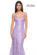 Picture of: Print Sequin Mermaid Dress with Lace Up Back in Light Periwinkle, Style: 31865, Detail Picture 10
