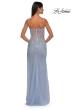 Picture of: Fitted Net Dress with Rhinestones and U Slit in Light Periwinkle, Style: 32840, Detail Picture 10