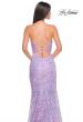 Picture of: Print Sequin Mermaid Dress with Lace Up Back in Light Periwinkle, Style: 31865, Detail Picture 11