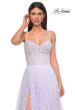 Picture of: Polka Dot Tulle Prom Dress with Sheer Corset Top in Light Periwinkle, Style 32716, Detail Picture 11