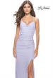Picture of: Ruched Jersey Dress with Lace Up Back in Light Periwinkle, Style: 31572, Detail Picture 12