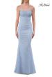 Picture of: Ruched Lace Fitted Gown with Strappy Open Back in Light Periwinkle, Style: 33857, Detail Picture 13