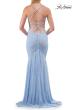 Picture of: Ruched Lace Fitted Gown with Strappy Open Back in Light Periwinkle, Style: 33857, Detail Picture 14