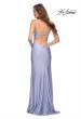 Picture of: Open Strappy Back Jersey Gown with Rhinestones in Light Periwinkle, Style 29899, Back Picture