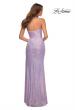 Picture of: Strapless Sequin Gown with Draped Slit in Light Periwinkle, Back Picture