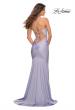Picture of: Fitted Jersey Gown with Rhinestone Top in Light Periwinkle, Back Picture
