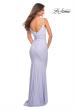 Picture of: Soft Jersey Ruched Dress with Draped Neckline in Light Periwinkle, Back Picture