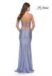 Picture of: Rhinestone Ruched Jersey Prom Dress with Lace Up Back in Bright Colors in Light Periwinkle, Style: 31237, Back Picture