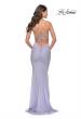 Picture of: Long Jersey Prom Dress with Rhinestone Sheer Bodice in Light Periwinkle, Style: 31338, Back Picture
