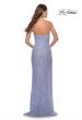 Picture of: Beaded Lace Strapless Dress with High Side Slit in Light Periwinkle, Style: 31351, Back Picture