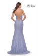 Picture of: Mermaid Beaded Lace Prom Dress with Illusion Sides in Light Periwinkle, Style: 31354, Back Picture