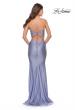 Picture of: Embellished Rhinestone Jersey Long Dress with Lace Up Back in Neon in Light Periwinkle, Style: 31401, Back Picture