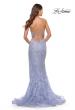 Picture of: Rhinestone Lace Embellished Prom Dress with High Side Slit in Bright Colors in Light Periwinkle, Style: 31404, Back Picture