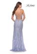 Picture of: Lace Long Dress with Scallop Detail on Skirt Slit in Light Periwinkle, Style: 31510, Back Picture