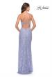 Picture of: Beaded Lace One Shoulder Dress with Unique Lace Up Back in Light Periwinkle, Style: 31515, Back Picture